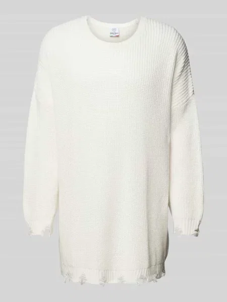 Sweter z dzianiny z efektem znoszenia Carlo Colucci biały