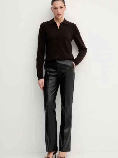 Rotate cardigan din lână light maro