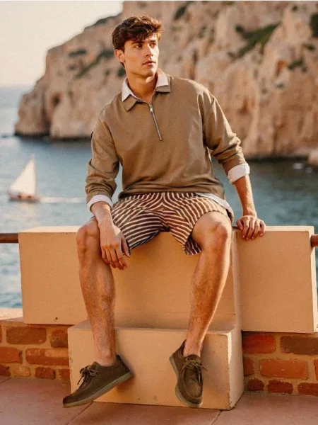 Sinsay Pruhované pletené šortky jantarová