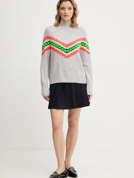 Светр з кашеміру FROM FUTURE півгольф сірий