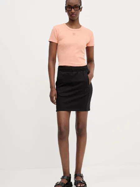 HUGO crop top z bombažem Delanor oranžna