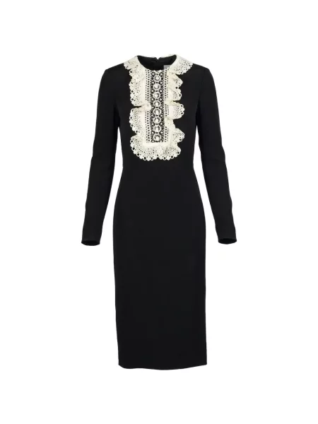 Rochie midi Valentino Garavani cu volane din dantelă negru