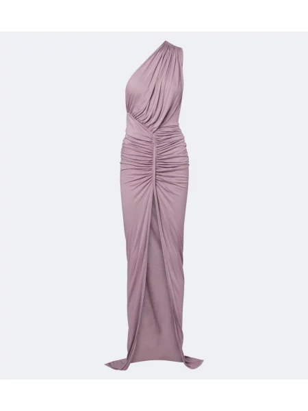 Rochie Rick Owens cu volane din jerseu cu un umăr gol roz