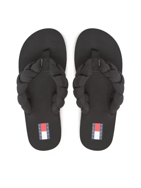 Japonki z plecionym paskiem Tommy Hilfiger czarne