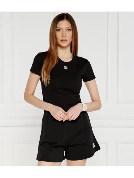 HUGO Tricou Delanor / alb negru