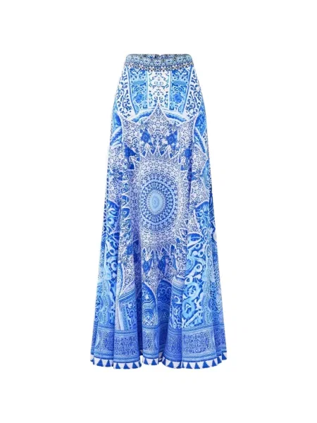 Fusta maxi Camilla evazată albastru