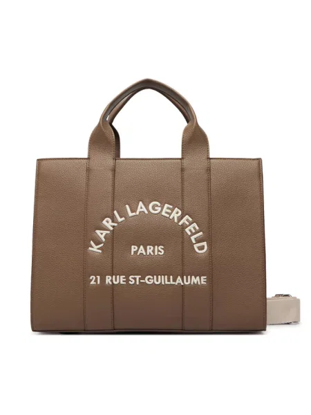 Karl Lagerfeld torebka shopper z imitacji skóry K/RSG MD brązowa