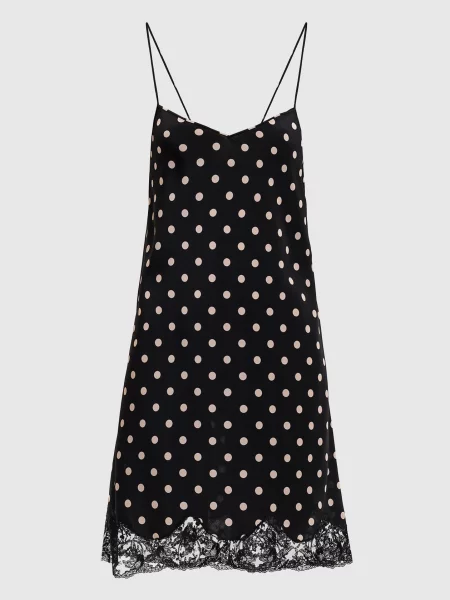 Сукня міні із шовку в горох Saint Laurent чорна