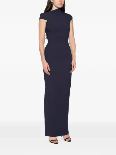 Rochie maxi Solace London asimetrică albastru
