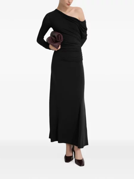 Lung rochie maxi Marcella cu volane negru