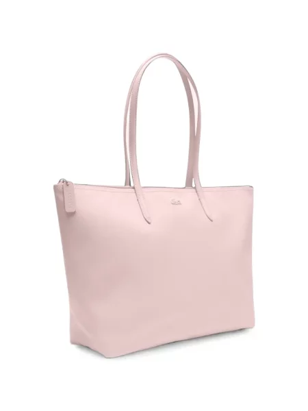 Geantă shopper Lacoste cu autograf roz