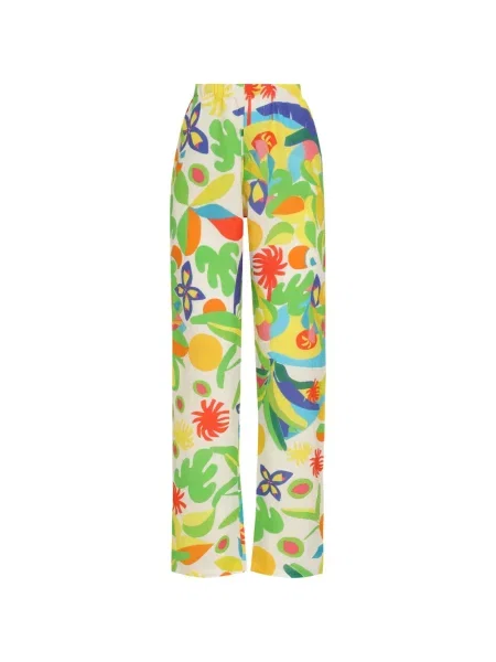 Pantaloni Amir Slama cu model floral cu imagine alb