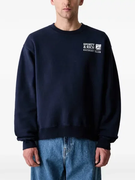 Hanorac crewneck Sporty & Rich cu imagine cu decolteu rotund albastru