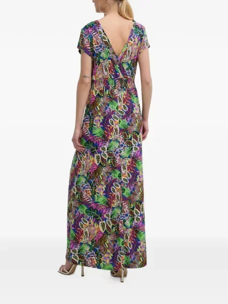 Rochie maxi Morgan cu model floral cu imagine cu decolteu în V albastru