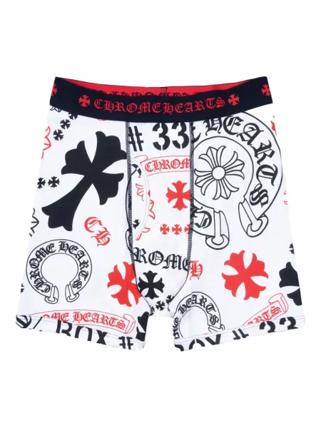 Klasické boxerky Chrome Hearts se srdcovým vzorem bílé