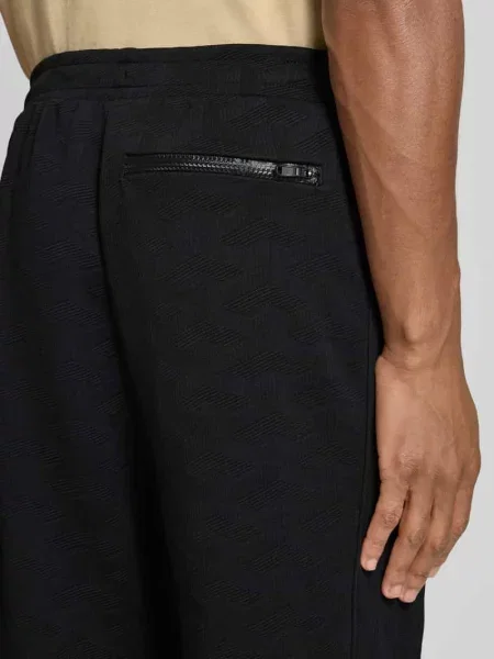 Spodnie dresowe o kroju regular fit z efektem żakardu model ‘MIRROR LONG’ Boss Green czarny
