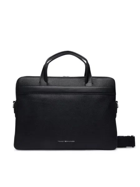 Torba za prenosnik Tommy Hilfiger Th Business Leather Computer Bag črna