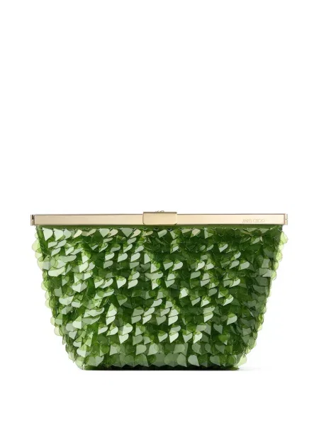 Geantă plic Jimmy Choo cu paiete verde