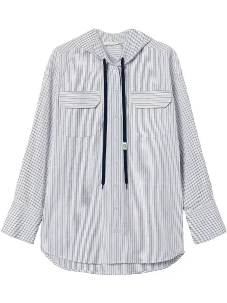 Cămașă Twinset cu dungi din poplin alb