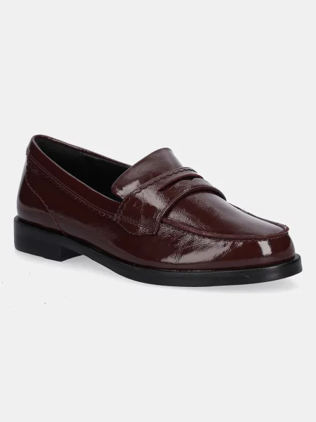 Kožne mokasinke Clarks Originals Straven Edge ravni potplat bordo