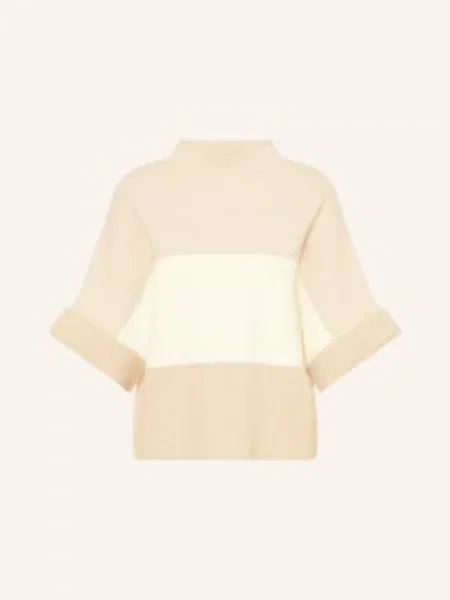 Sweter z dzianiny ze stójką More & More beżowy