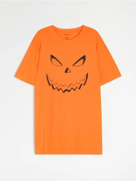 Sinsay tričko s halloweenským motivem oranžová