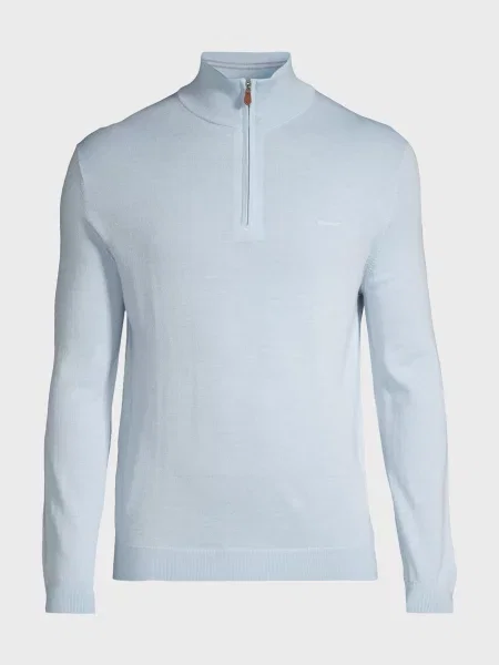 Вовняний светр Gant на півзастібці блакитний
