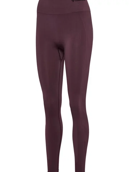 Wysokie legginsy Hummel TIF brązowe