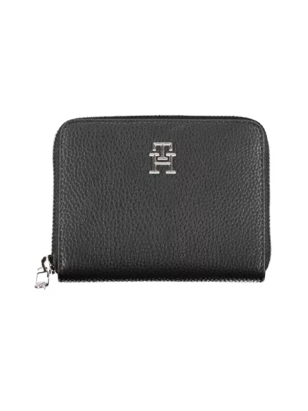 Lniany portfel Tommy Hilfiger elegancki czarny