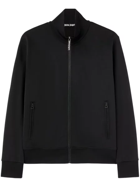 Dzianinowa kurtka Palm Angels z kieszeniami na zamek czarna