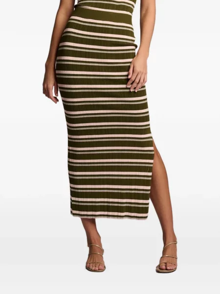 Spódnica w paski Hevron w paski zielona
