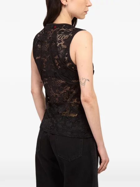 Top Eckhaus Latta din dantelă negru