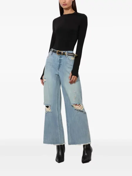 Jeansy Alice + Olivia z przetarciami niebieskie