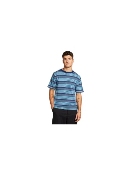 Dedicated Short Sleeve Knitted T-shirt Husum Denim Blue Mężczyźni Koszulki Dedicated Size: M niebieski