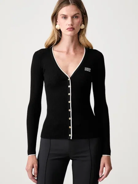 Elisabetta Franchi cardigan pentru femei cu lână negru