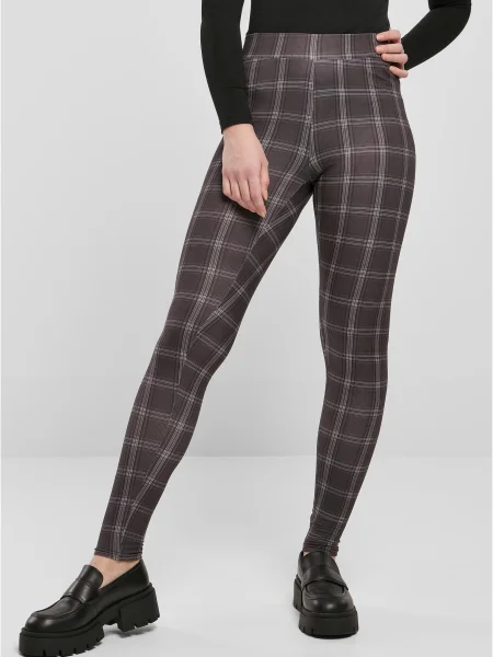 Leggings Urban Classics în carouri negru