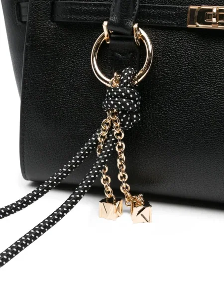Кожена кожена чанта Michael Kors черно