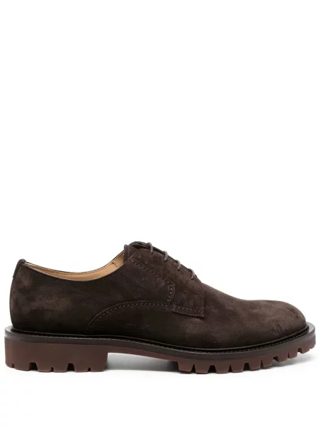 Pantofi derby Scarosso din piele de căprioară maro