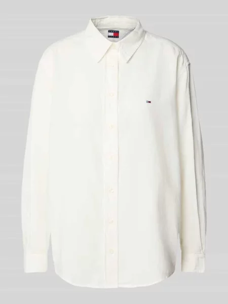 Bluzka o kroju z mieszanki bawełny i lnu biała