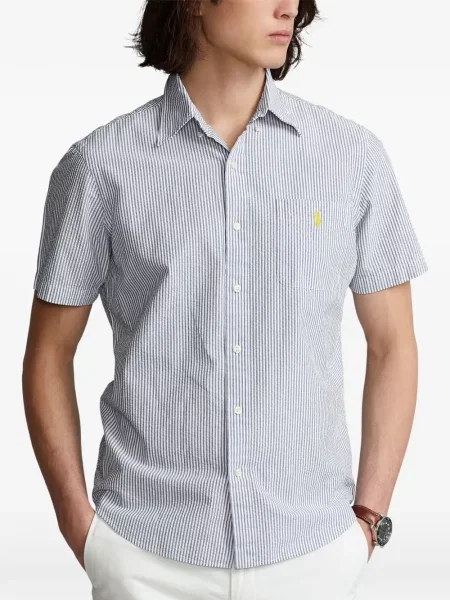 Tricou polo Polo Ralph Lauren cu autograf cu 5 buzunare în carouri gri