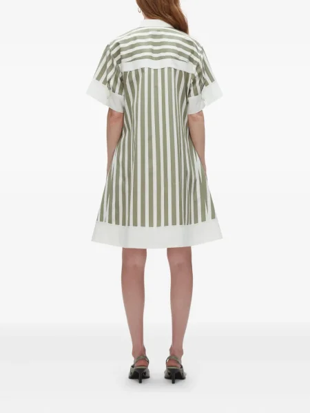 Rochie tip cămașă 3.1 Phillip Lim cu dungi de costum verde
