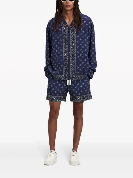 Raštuotos šortai Palm Angels su paisley raštu mėlyna