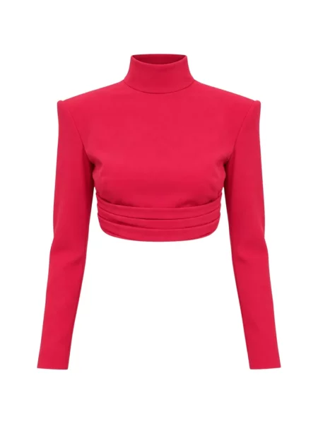 Decupat top Zuhair Murad cu volane roz