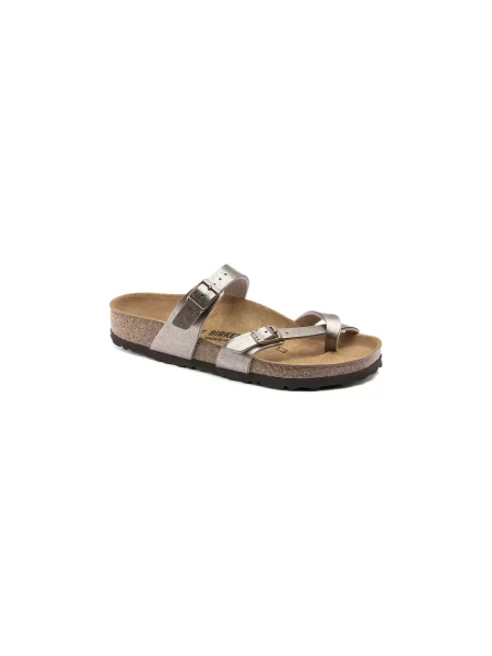 Klapki Birkenstock skórzane brązowe