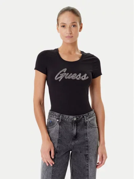 Guess T-Shirt μαύρο