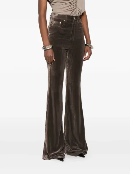 Pantaloni Rick Owens de catifea maro