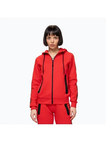 Bluză pentru femei Pitbull Explory Tape Hooded Zip fluo/red roșu