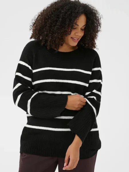 KAFFE CURVE Svetr KCerina černá bílá