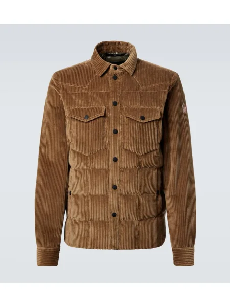 Puhovka Moncler Grenoble iz rebrastega žameta rjava