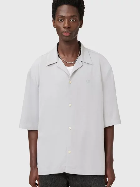 Риза AllSaints RIALTO със свободна кройка сиво